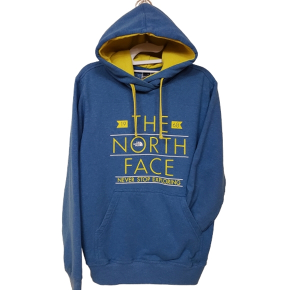 blue north face sweatshirt